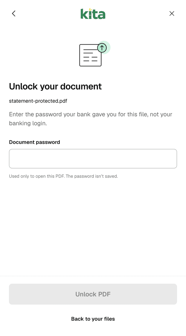 Unlock, if needed screen of the Kita Risk Score SDK